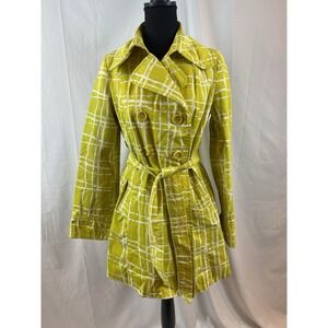 Merona Yellow Belted Trench Coat Women's‎ Size Small Lined